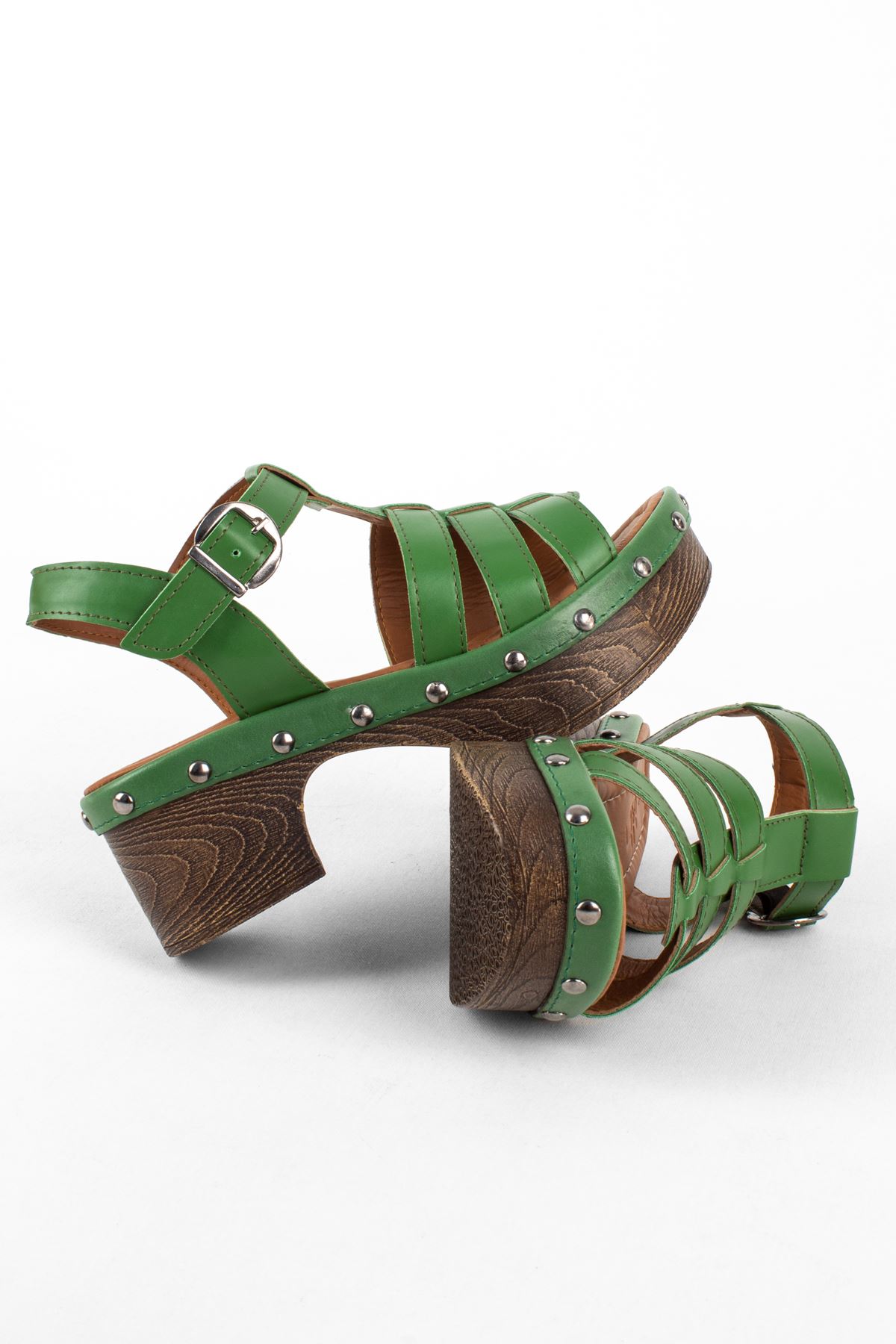 Daisy Kadın Takunya Topuklu Sandalet-Yeşil