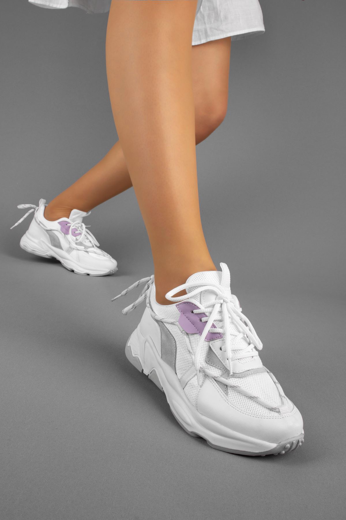 Rosta Kadın Spor Ayakkabı İp Detaylı-beyaz
