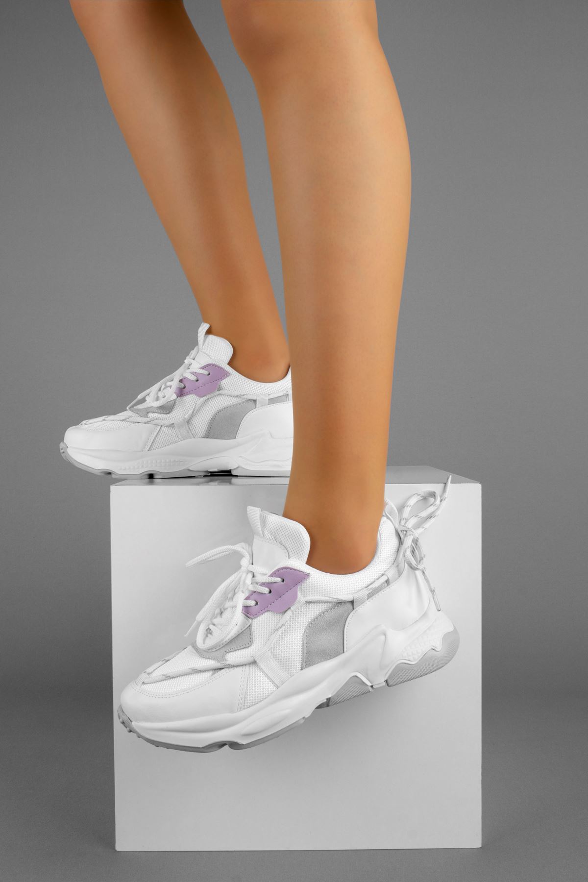 Rosta Kadın Spor Ayakkabı İp Detaylı-beyaz
