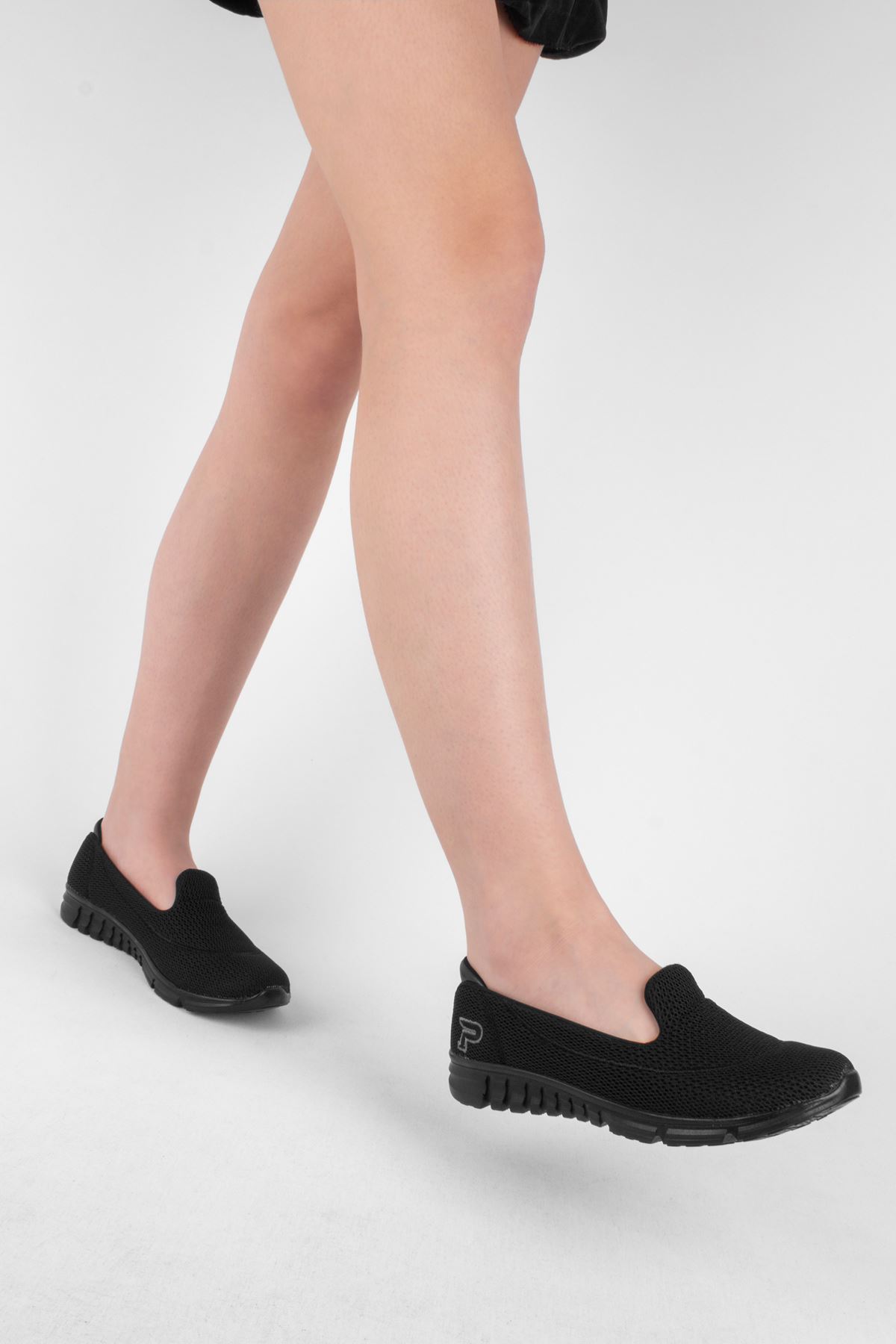 Suvern Kadın Triko Rahat Spor Ayakkabı-siyah