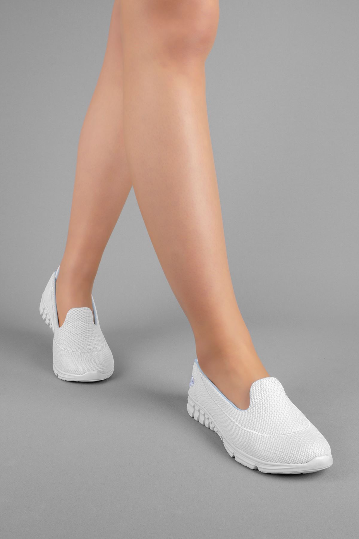 Suvern Kadın Triko Rahat Spor Ayakkabı-beyaz