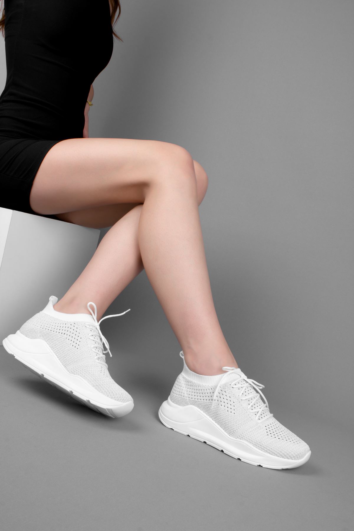 Aria Kadın Triko Spor Ayakkabı-beyaz