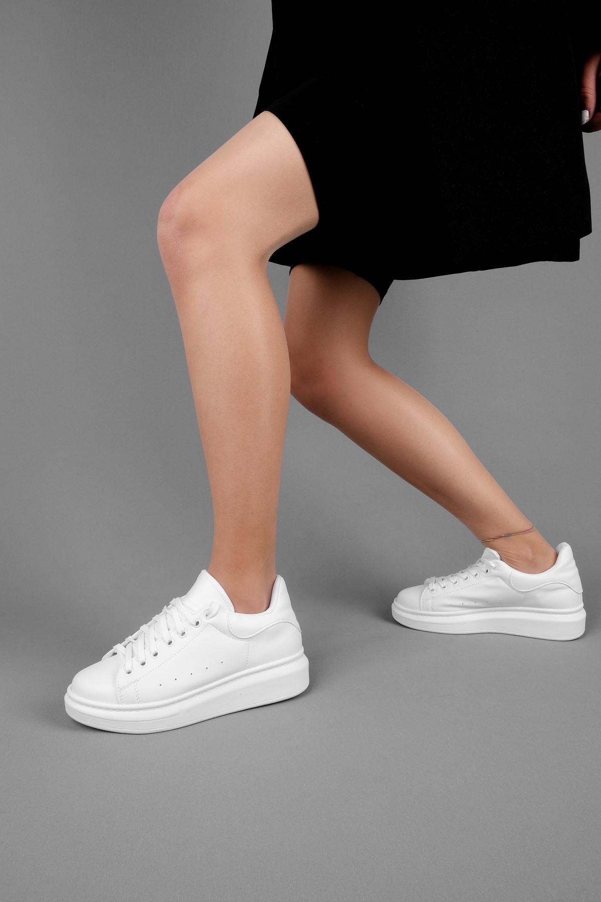Moneta Kadın Spor Ayakkabı Bağcıklı-beyaz