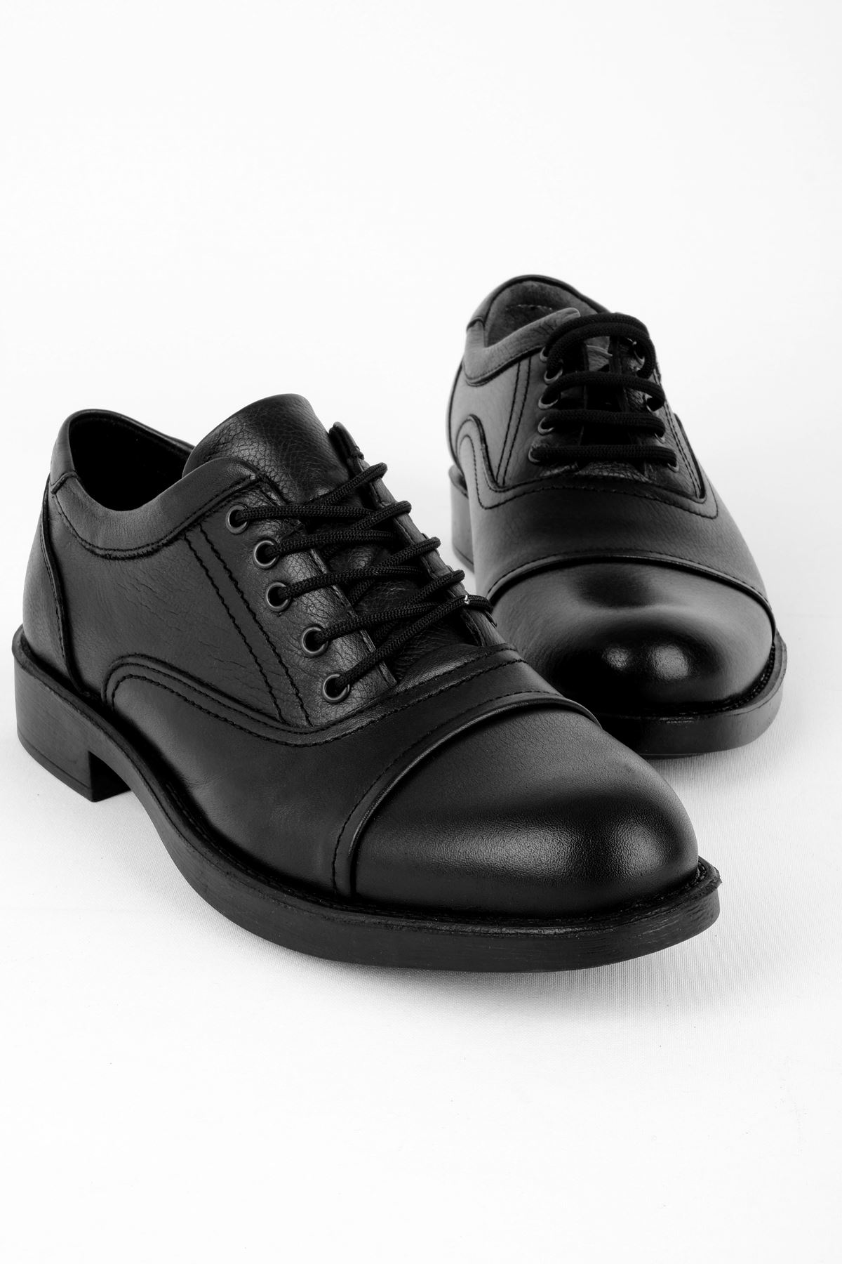 Ellen Erkek Hakiki Deri Bağcıklı Ayakkabı-siyah