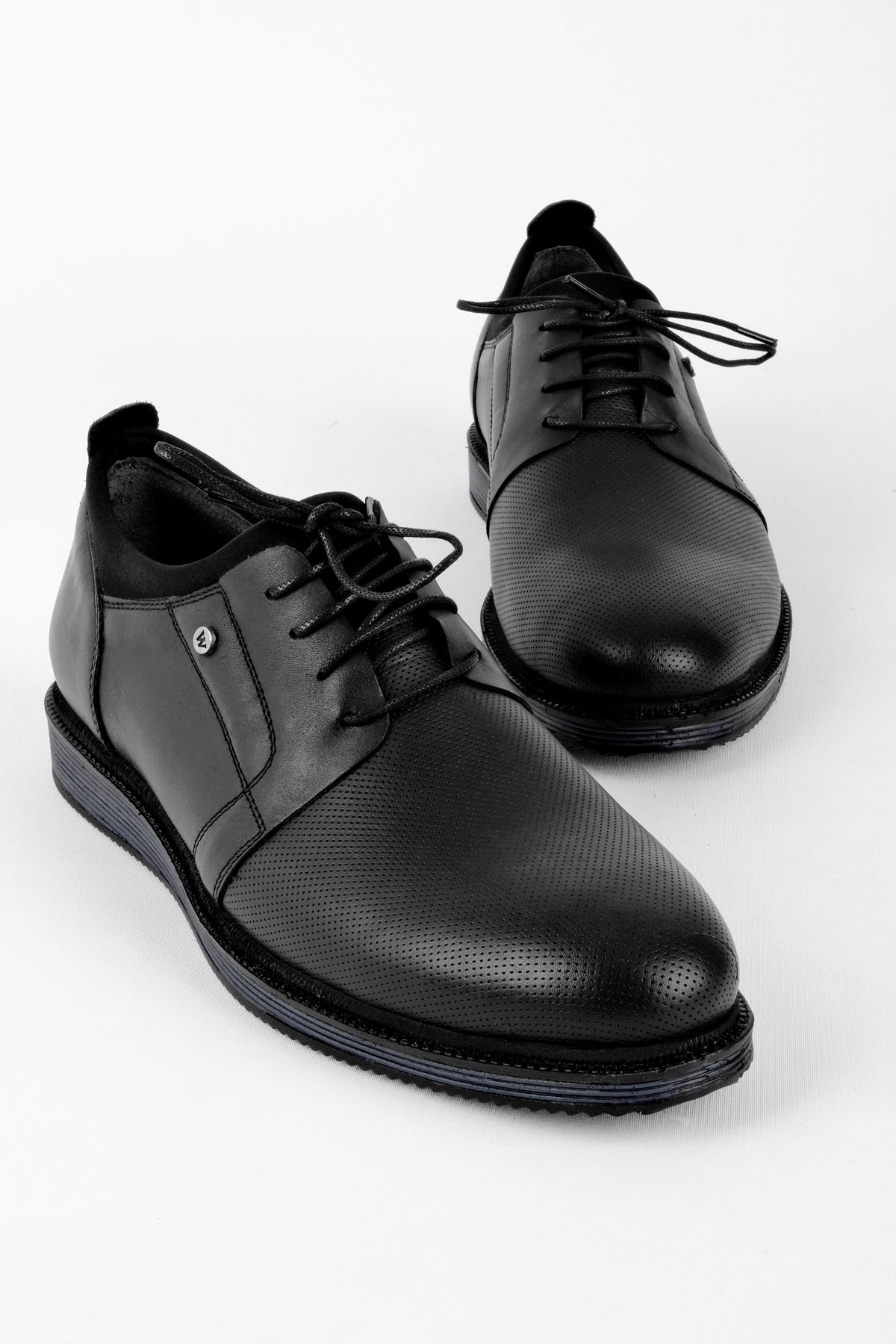 Juno Hakiki Deri Erkek Ayakkabı Klasik-siyah