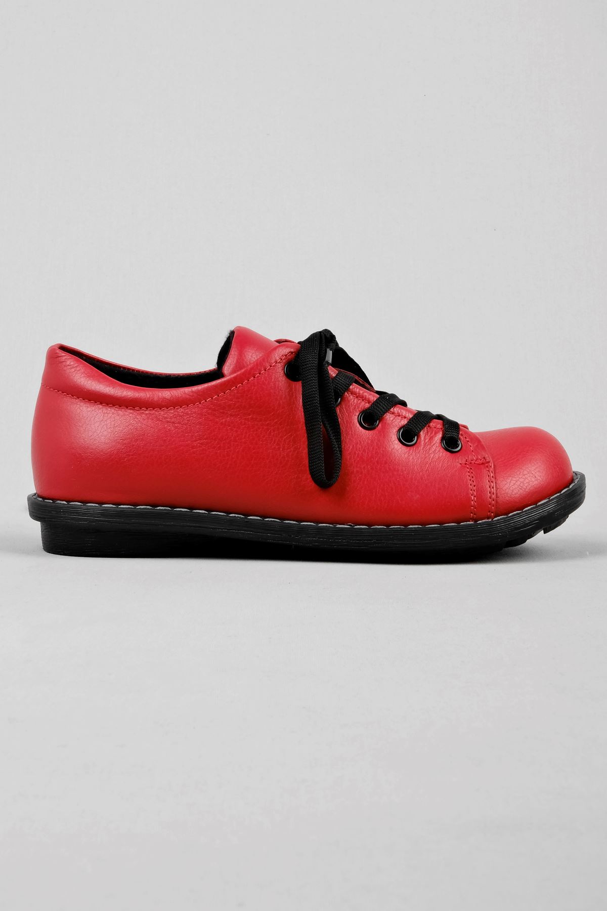 Clown Kadın Hakiki Deri Ayakkabı-Kırmızı