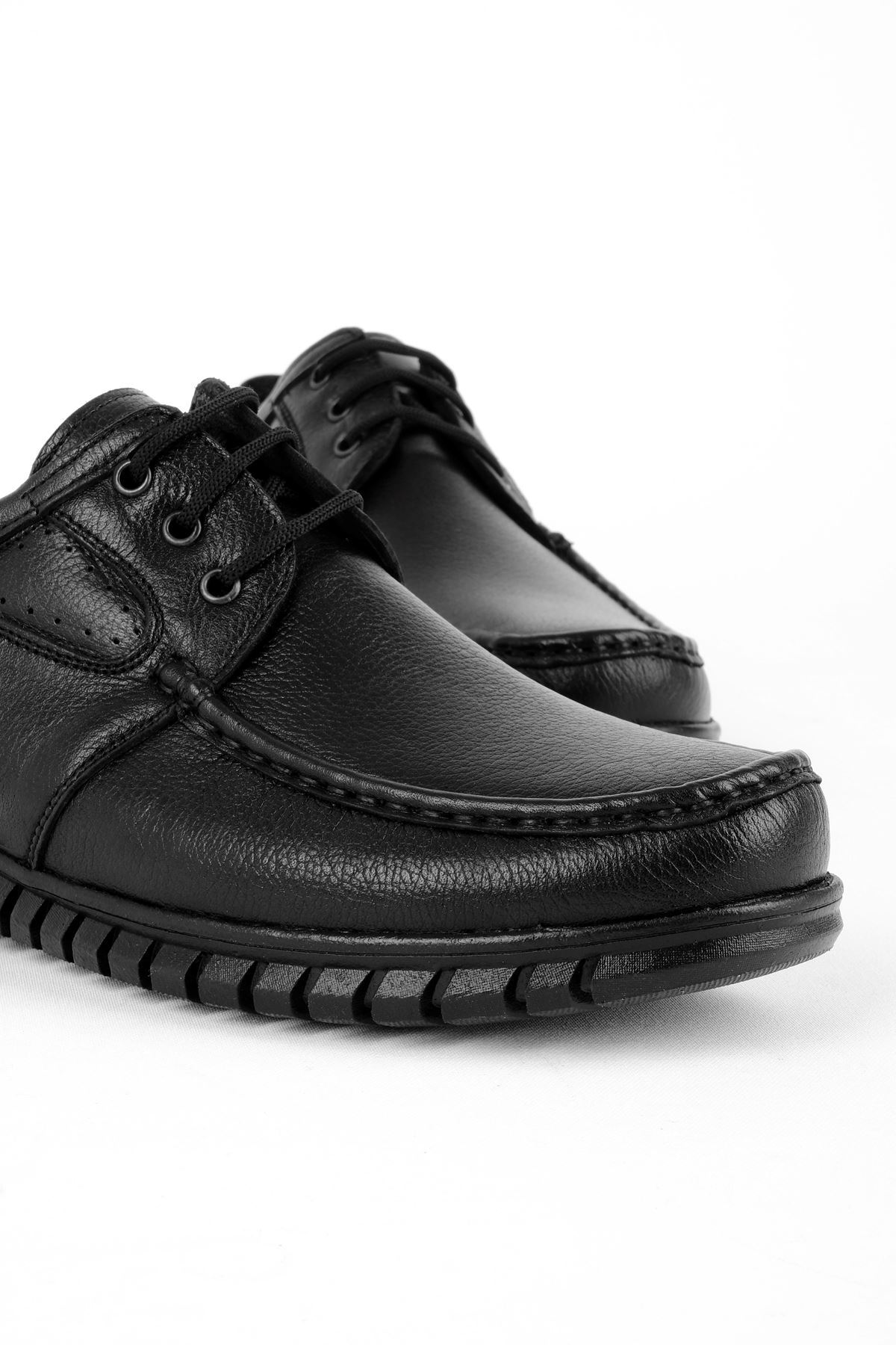 Stewart Erkek Hakiki Deri Bağcıklı Ayakkabı-siyah