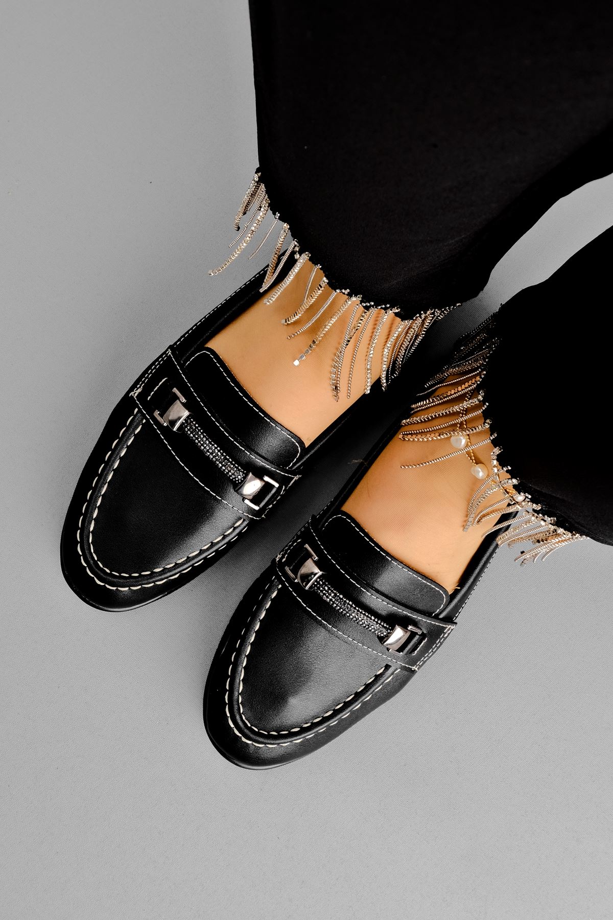 Jake Kadın Taşlı Toka Detaylı Günlük Ayakkabı-siyah