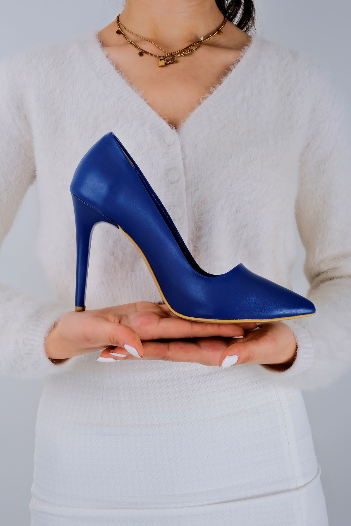 Diamond Kadın Stiletto Topuklu Ayakkabı-Lacivert