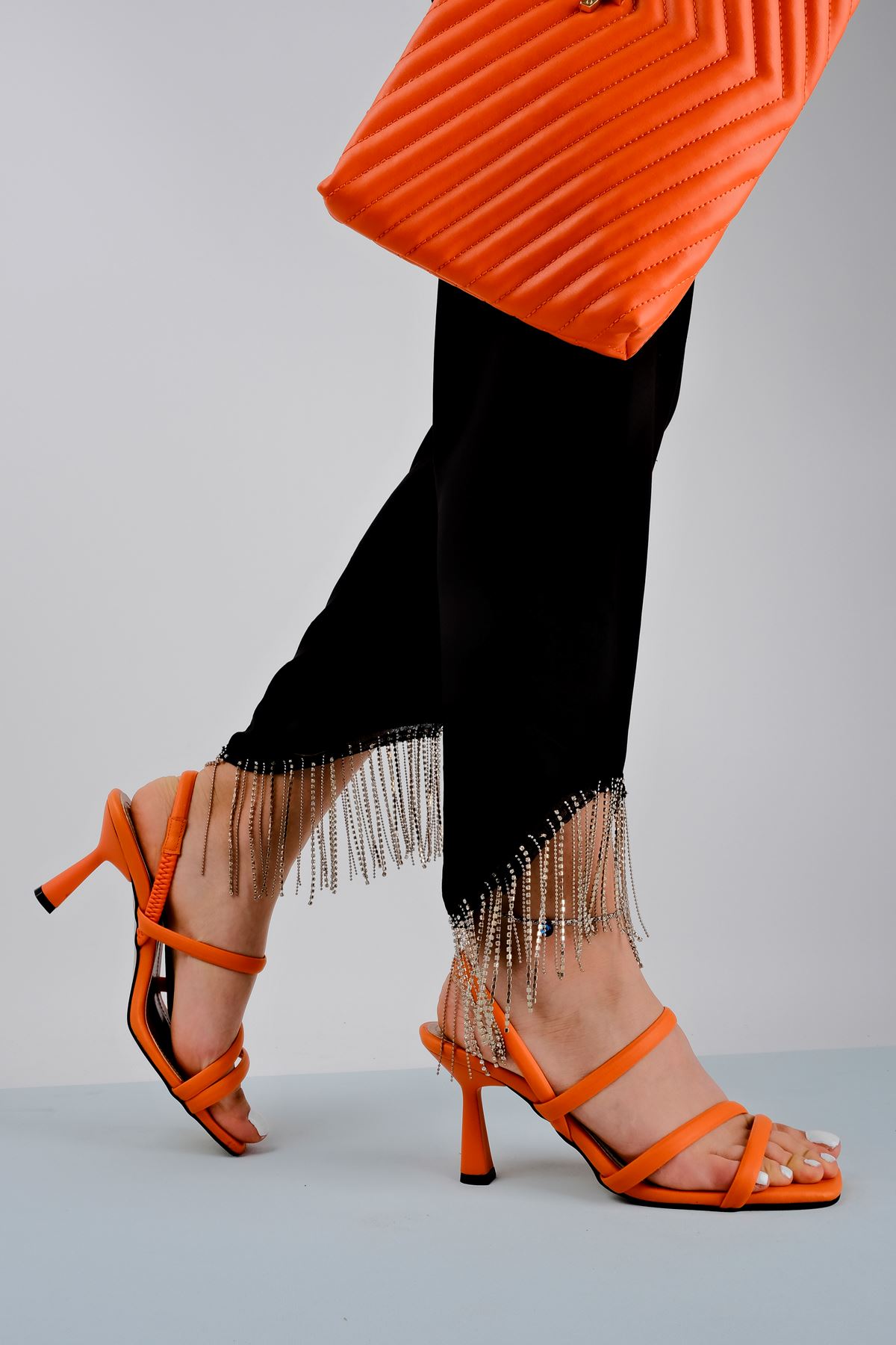 Parilla Kadın Topuklu Ayakkabı Bantlı-turuncu