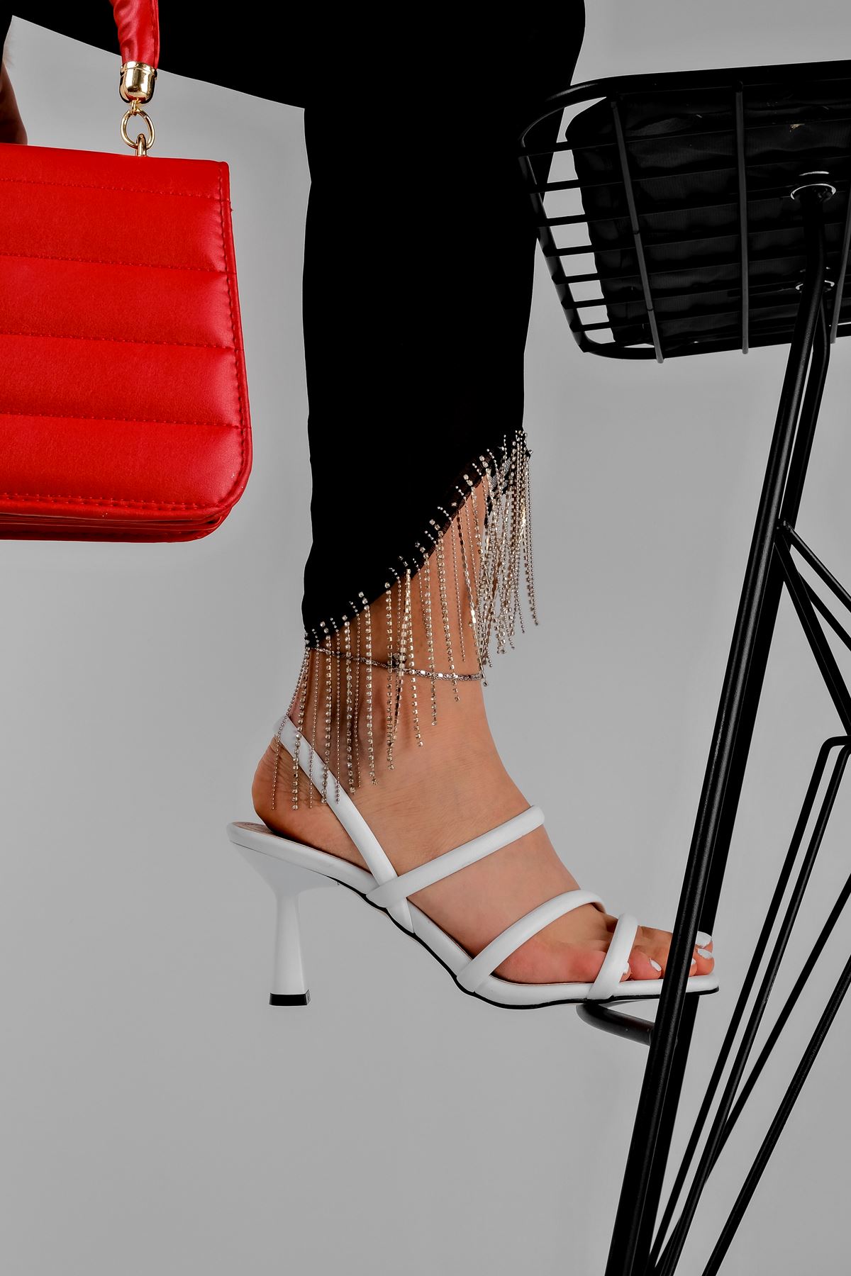 Parilla Kadın Topuklu Ayakkabı Bantlı-beyaz