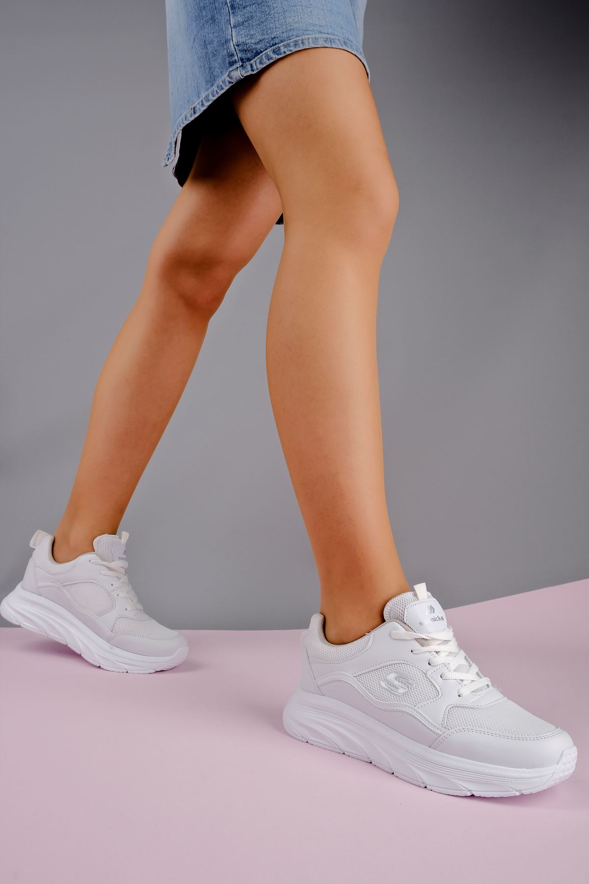 Porte Kadın Spor Ayakkabı Yüksek Taban-beyaz