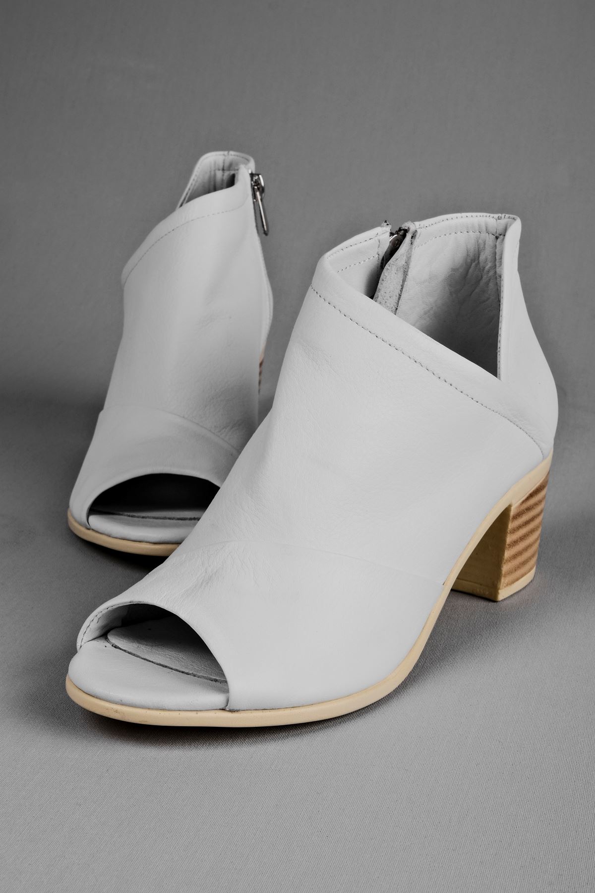 Nisha Kadın Hakiki Deri Topuklu Ayakkabı Bilek Boy-beyaz