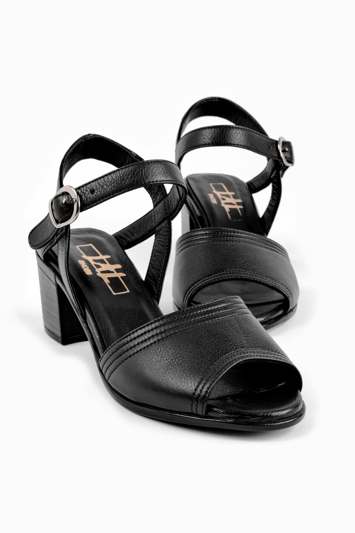 Jolıe Kadın Hakiki Deri Topuklu Ayakkabı Çapraz-siyah