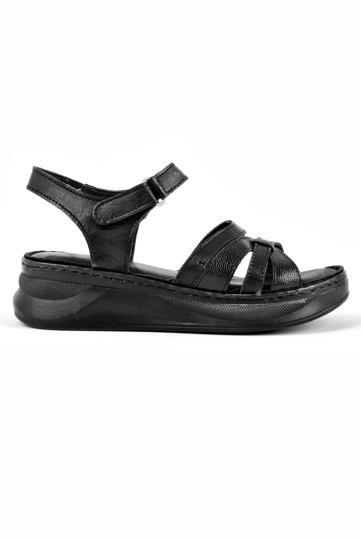 Catalina Kadın Bilekten Bağlamalı Sandalet Şerit Detaylı-siyah