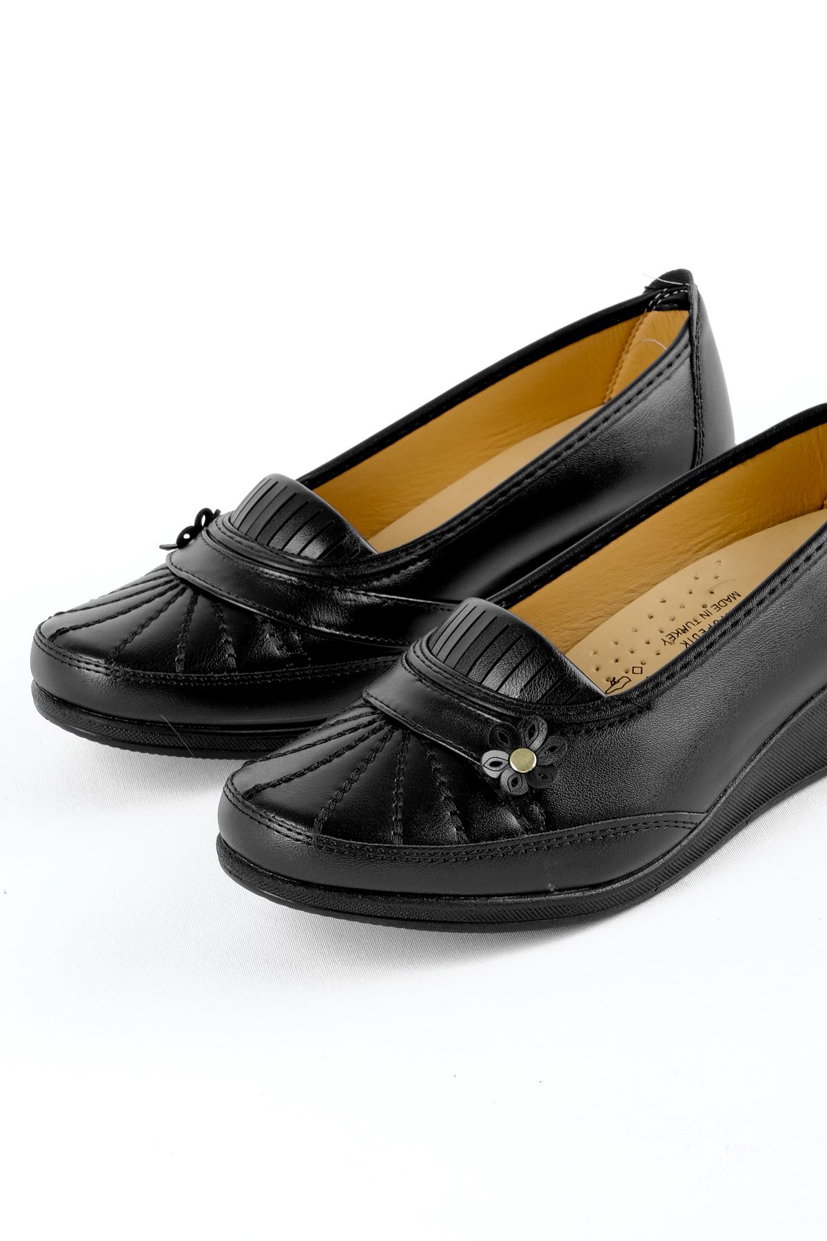 Poli Kadın Ayakkabı Dikiş Detaylı-siyah
