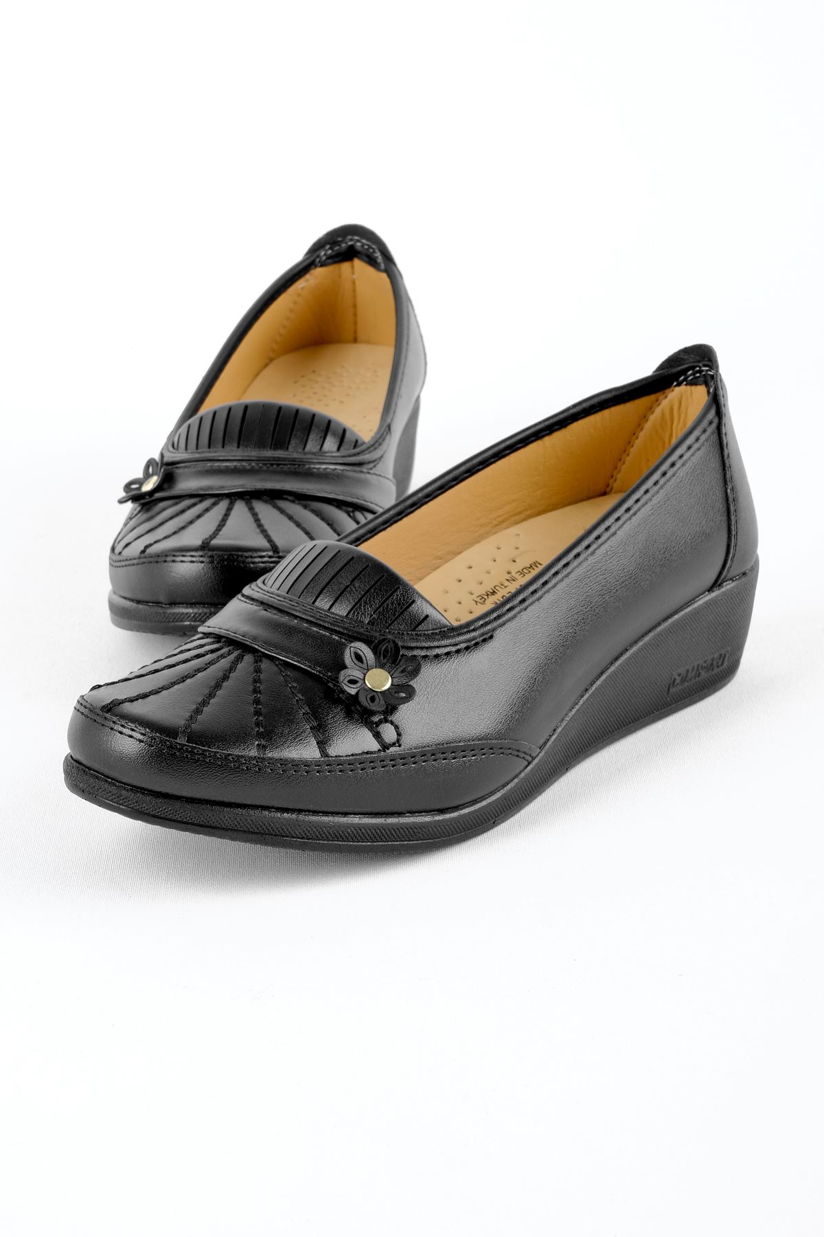 Poli Kadın Ayakkabı Dikiş Detaylı-siyah