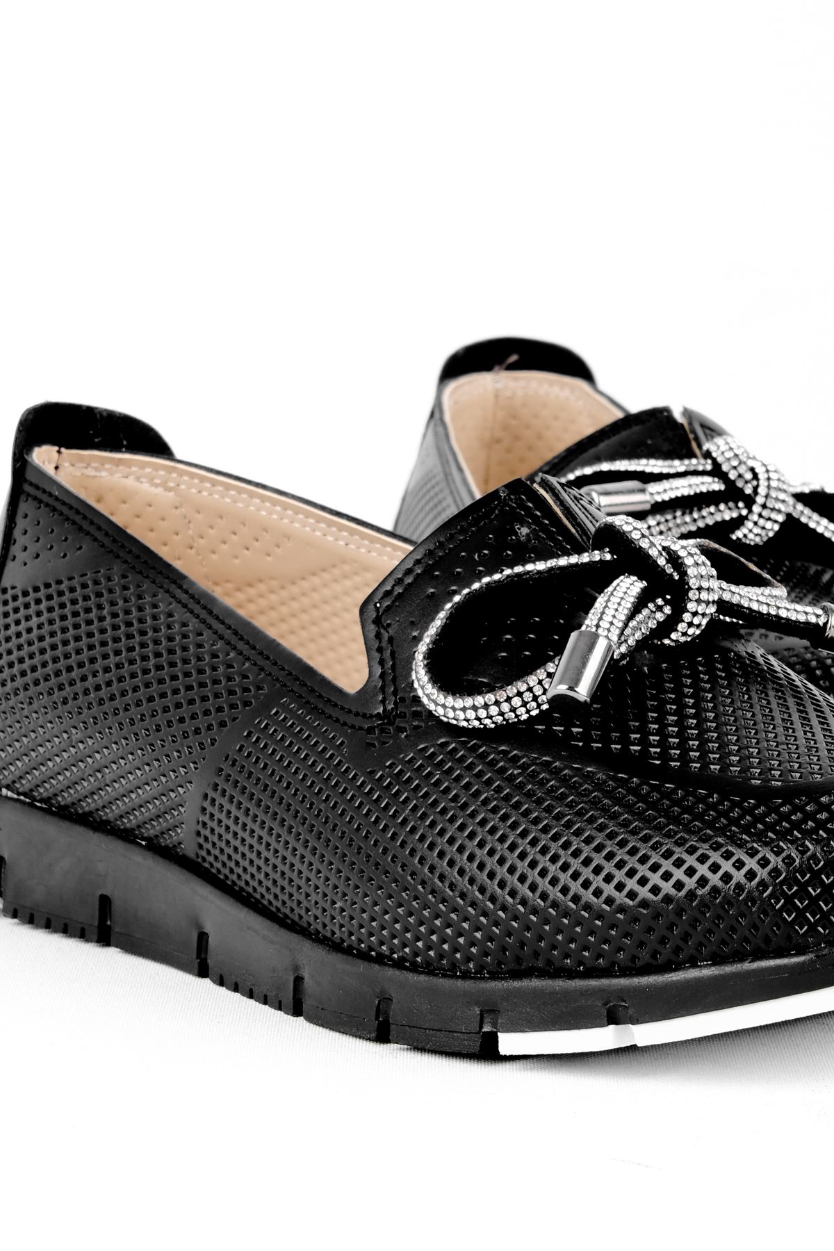 Tatum Kadın Taşlı Kurdela Detaylı Günlük Ayakkabı-siyah
