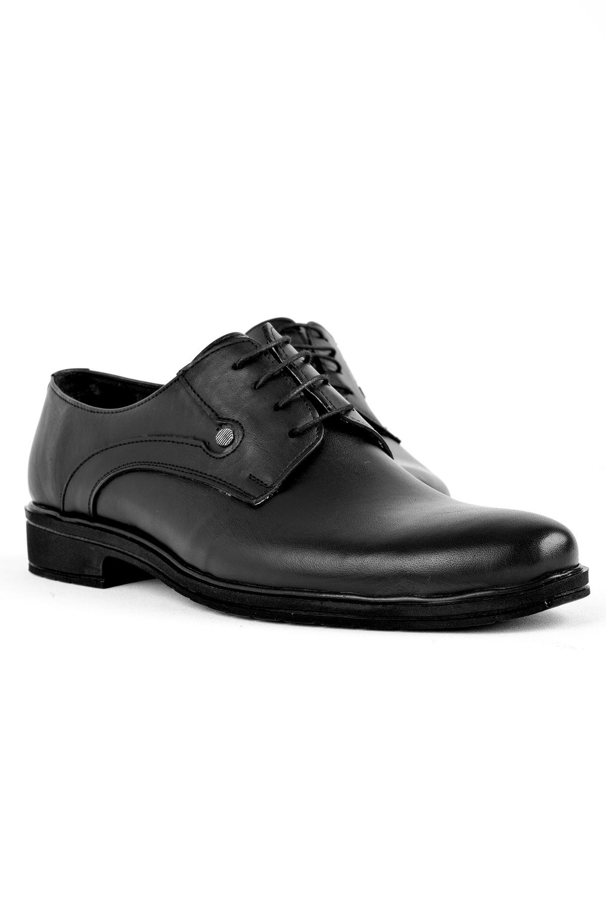 Keira Erkek Hakiki Deri Sivri Burun Klasik Ayakkabı-siyah