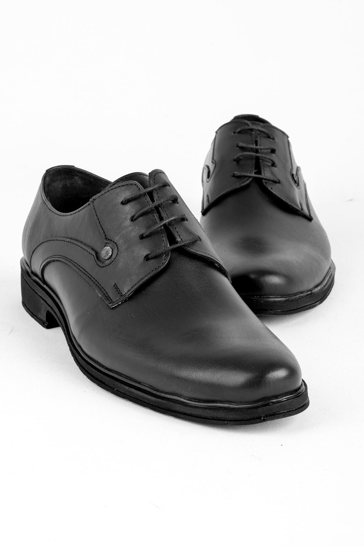 Keira Erkek Hakiki Deri Sivri Burun Klasik Ayakkabı-siyah