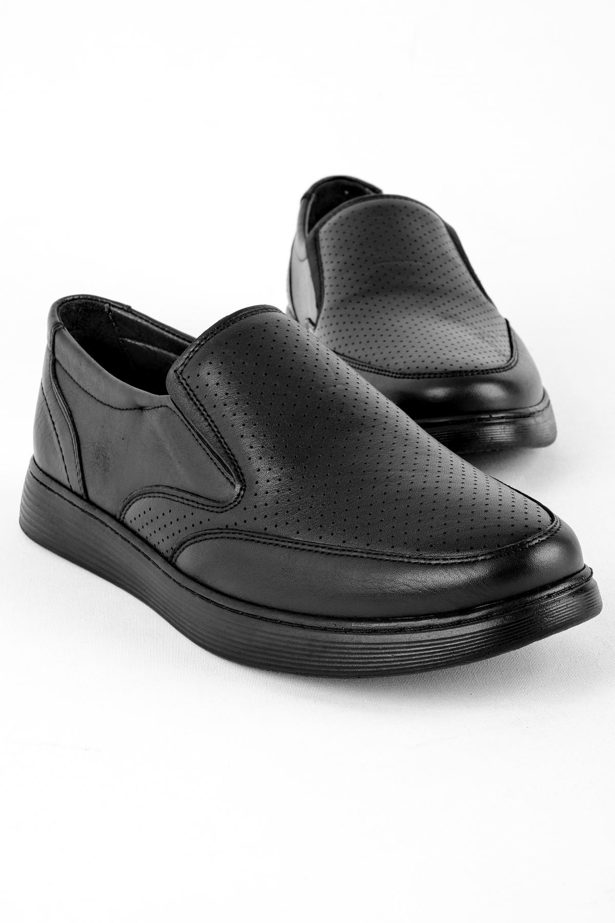 Benjamin Erkek Hakiki Deri Günlük Ayakkabı Düz-siyah