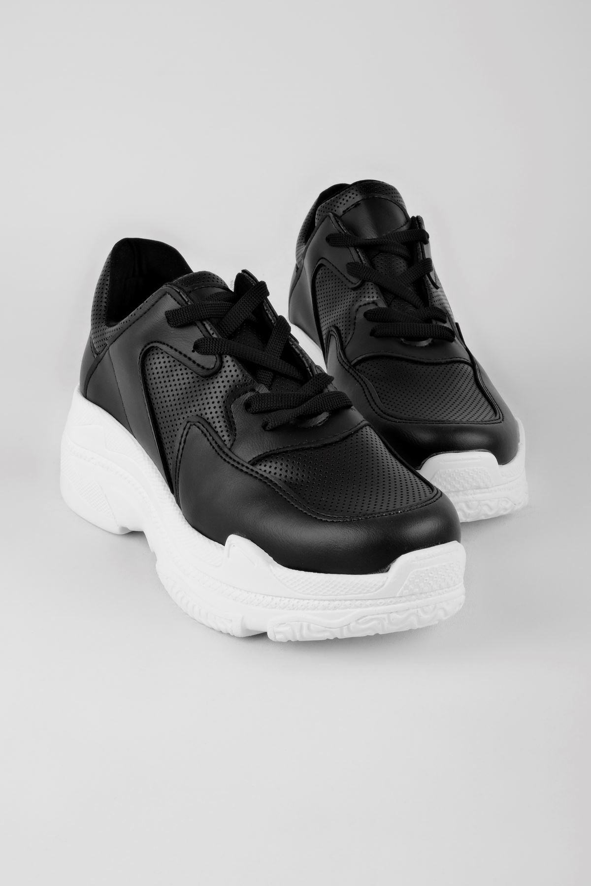 Dahlia Kadın Spor Ayakkabı Yüksek Taban-Siyah Beyaz