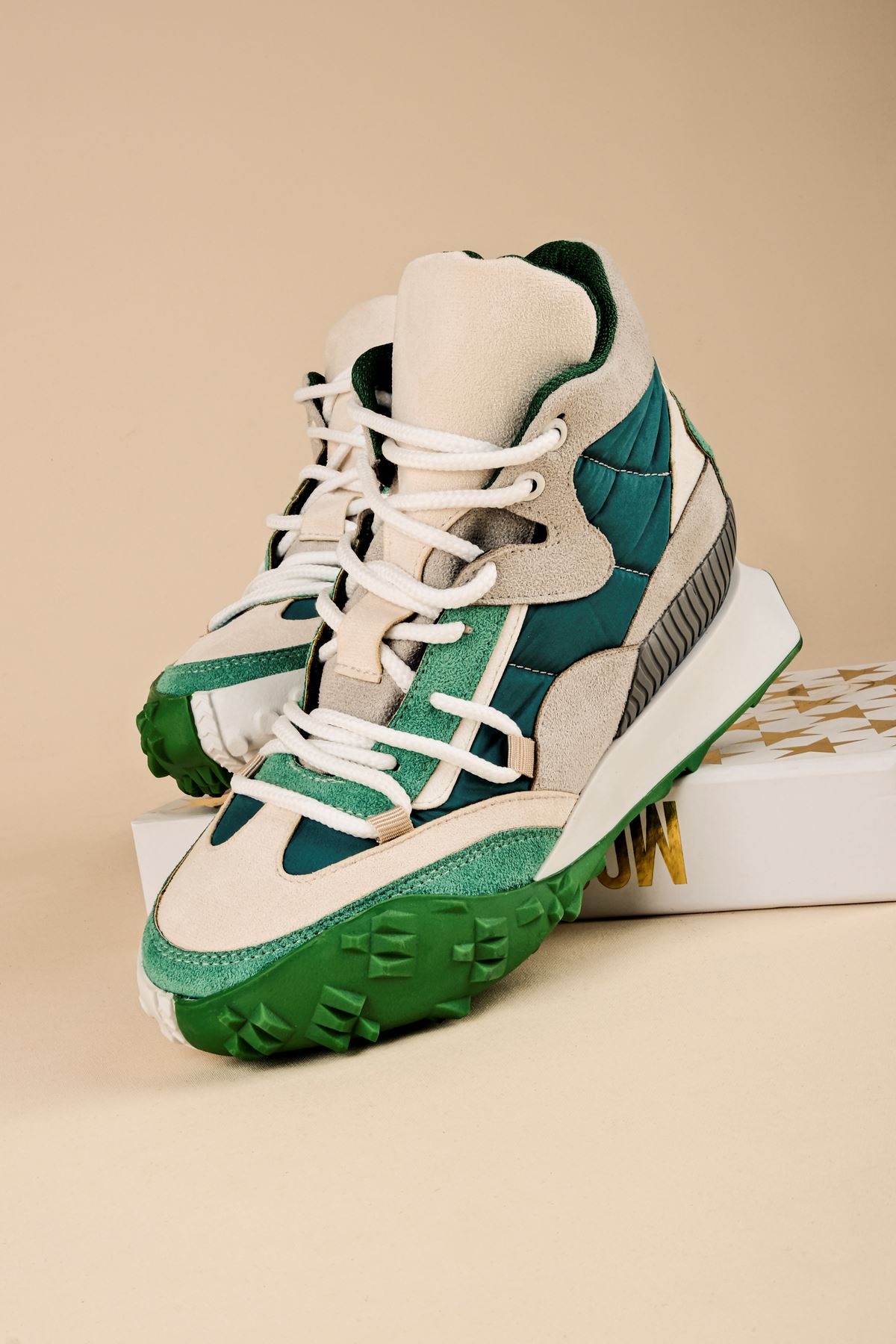 Jerry Kadın Renkli Parçalı Spor Ayakkabı-Yeşil