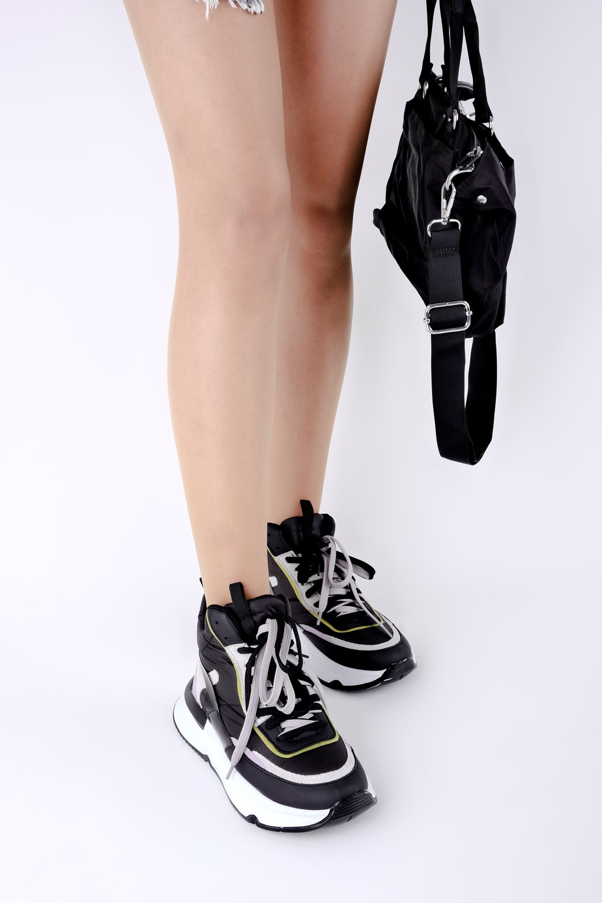 Freya Kadın Bilek Boy Bağcıklı Spor Ayakkabı-siyah
