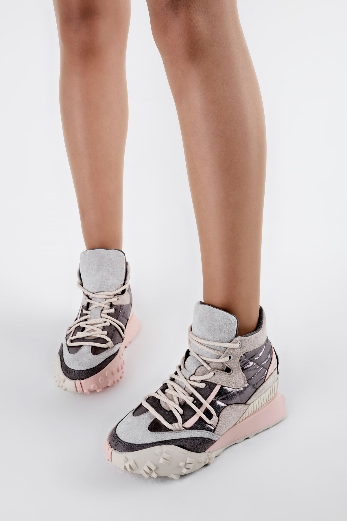 Jerry Kadın Renkli Parçalı Spor Ayakkabı-Gri