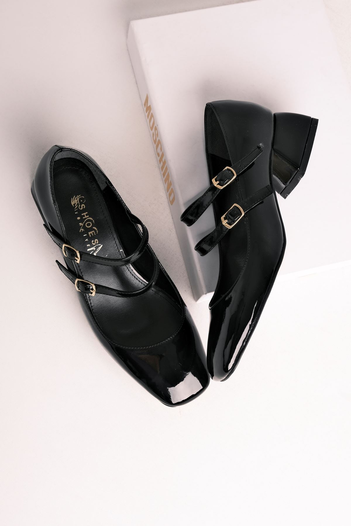 Dunk Kadın Topuklu Ayakkabı Rugan-Vintage-siyah