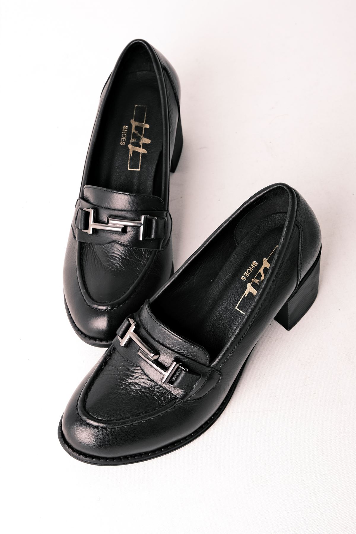 Brookl Kadın Hakiki Deri  Topuklu Ayakkabı-siyah