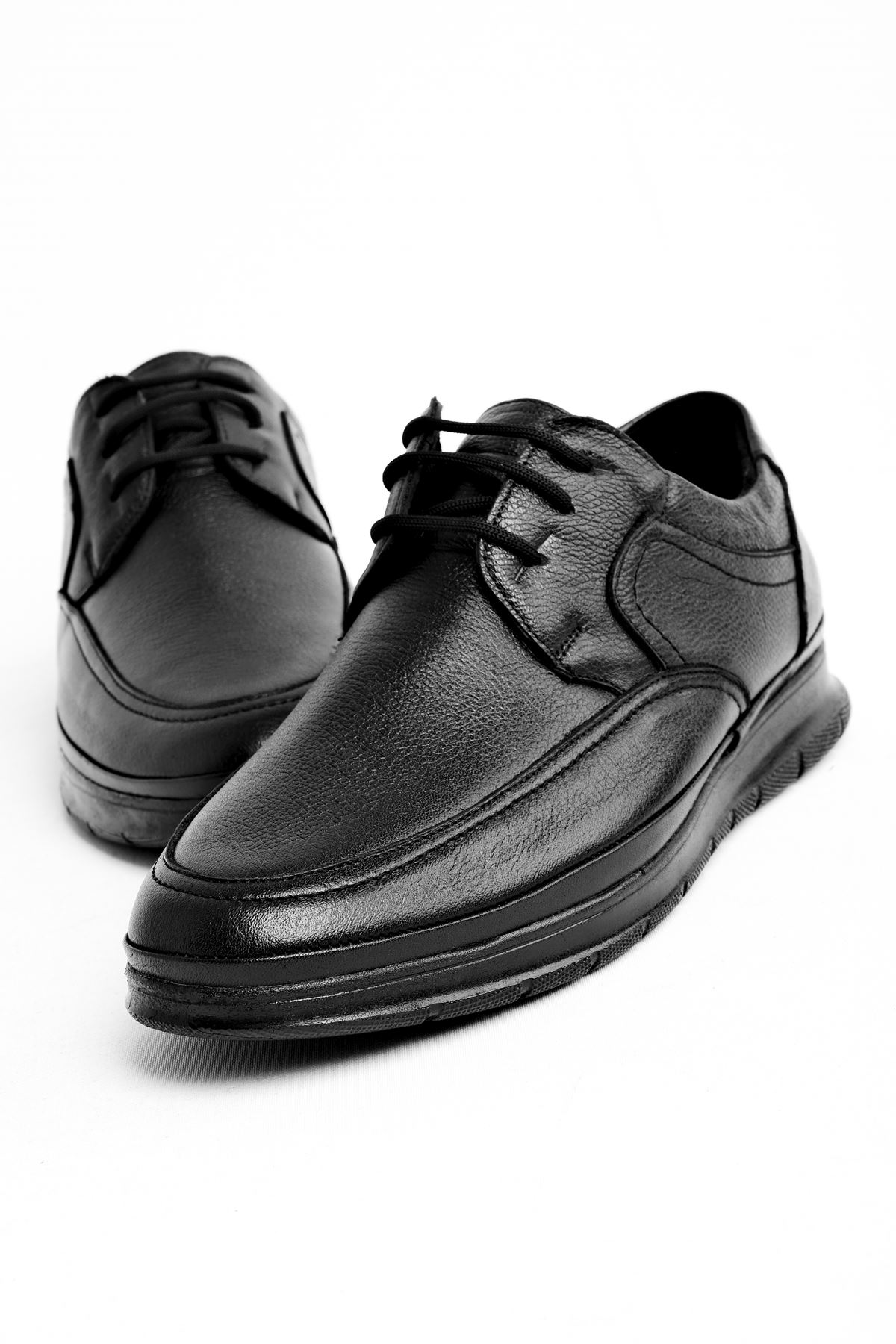 Ava Erkek Hakiki Deri Bağcıklı Günlük Ayakkabı-siyah