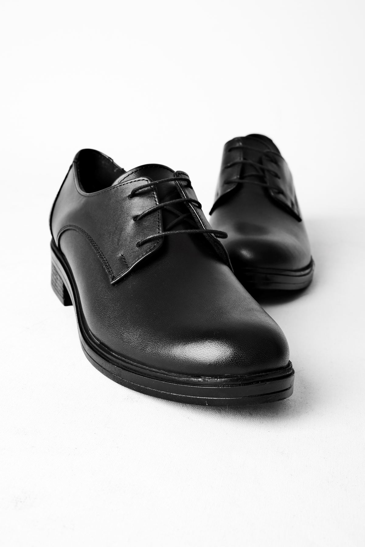 Gresa Kadın Klasik ayakkabı Bağcık Detay-siyah