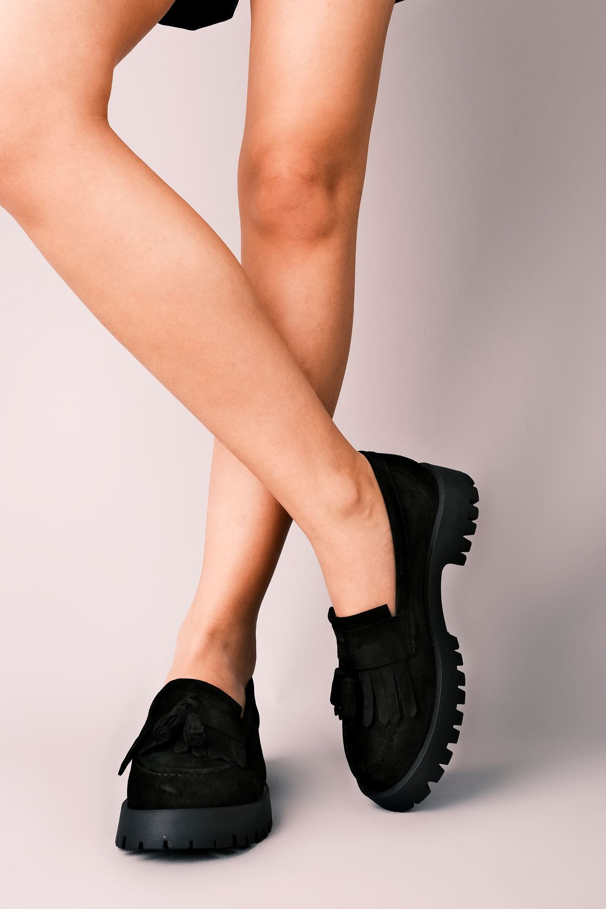 Secret Kadın Oxford Hakiki Deri Ayakkabı Püsküllü-S.Siyah