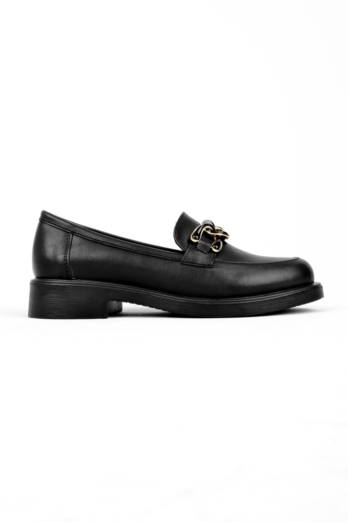 Ponte Yuvarlak Metal Oxford Kadın Ayakkabı-siyah