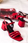 Kadın Biyeli Klasik Topuklu Ayakkabı-Kırmızı