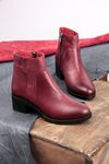 LONUT KADIN HAKİKİ DERİ TOPUKLU BOT RAHAT TABAN-Bordo