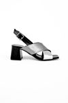 Henri Kadın Topuklu Ayakkabı Çapraz Bantlı-Gri