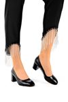 Edwin Kadın Küt Burun Kalın Topuklu Ayakkabı-siyah