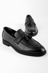 Javed Hakiki Deri Erkek Ayakkabı Püsküllü-siyah