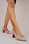 Raben Kadın Topuklu Ayakkabı Taşlı Metal Detaylı-Nude