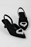 Danny Kadın Kalp Taşlı Topuklu Ayakkabı-siyah