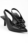 Voice Kadın Topuklu Ayakkabı V Baskılı-siyah