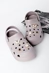 Kadın Crocks Terlik Kelebek Taşlı-KOYU GRİ