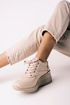 Oliver Kadın Gizli Dolgu Topuk Spor Ayakkabı-Krem