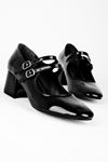 Joanne Kadın Topuklu Ayakkabı İki Tokalı Vintage-Rugan Siyah