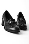 Brookl Kadın Hakiki Deri  Topuklu Ayakkabı-siyah