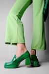 Biana Kadın Topuklu Ayakkabı Kalın Topuklu-Yeşil