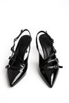 Brand Kadın Toka Detaylı Sivri Burun Arkası Açık Topuklu Ayakkabı-siyah