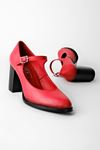 Sharon Kadın Topuklu Ayakkabı Önü Bantlı-Kırmızı